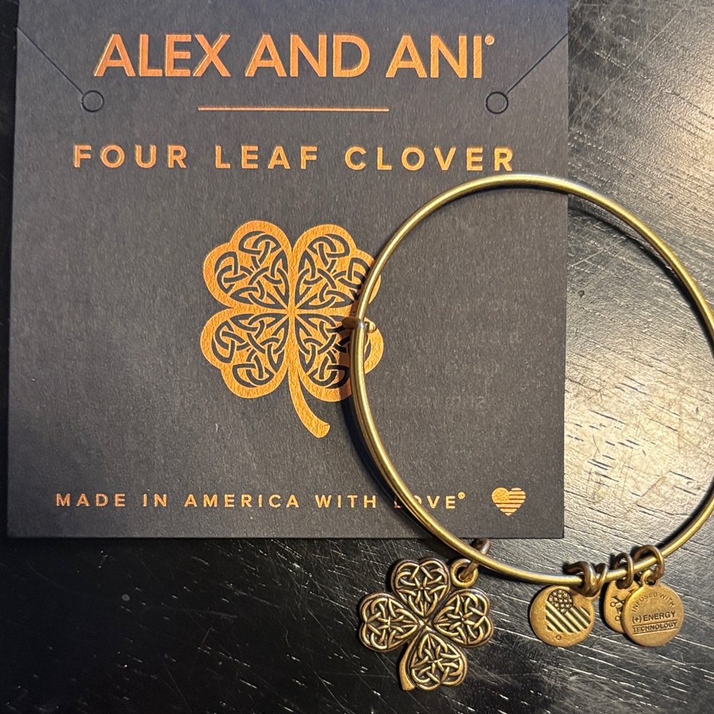 Alex and Ani Gold Four Leaf Clover Charm Bracelet